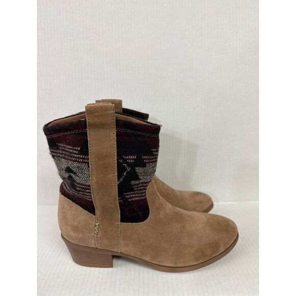 Bjorndal Women Austin Ankle Boot 10 Tan Aztec Knit Western Rodeo Boho Cowboy Y2K - Picture 3 of 9
